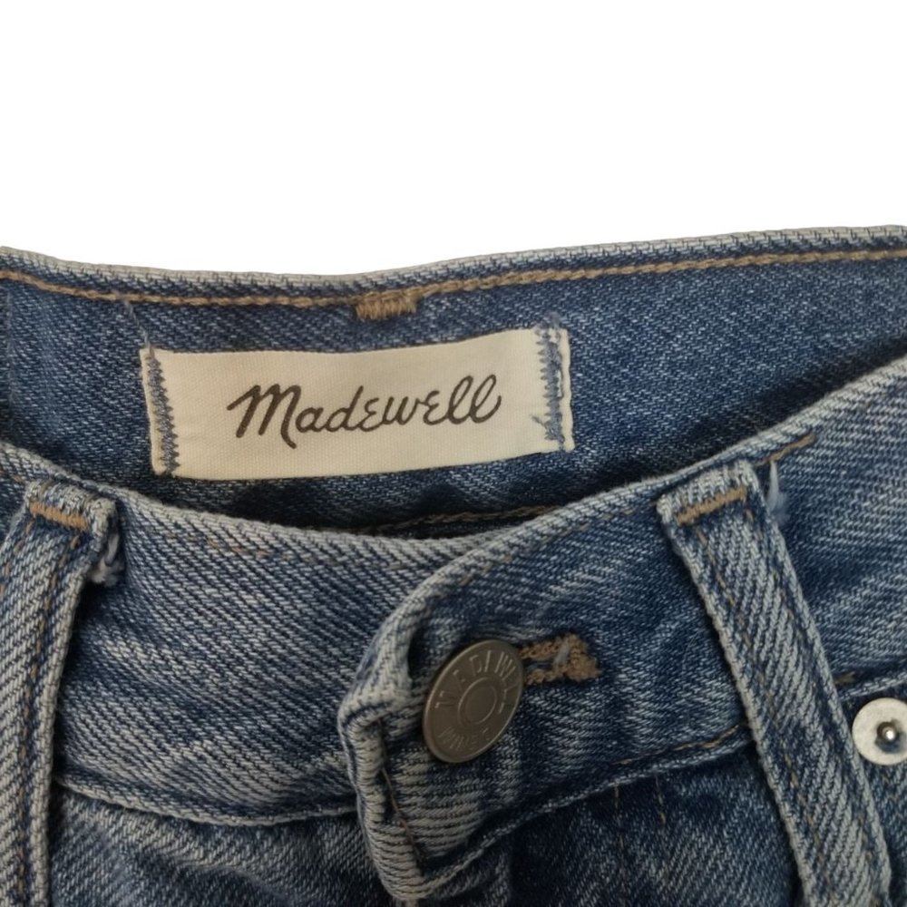 Madewell Womens 26 Blue Medium Wash Denim Distressed High Rise Mom Jeans Pockets - Picture 6 of 9